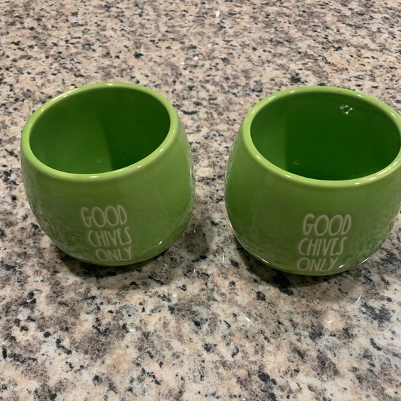 Two Rae Dunn GOOD CHIVES ONLY Mini Bowl Artisan Collection By Magenta - Picture 3 of 12